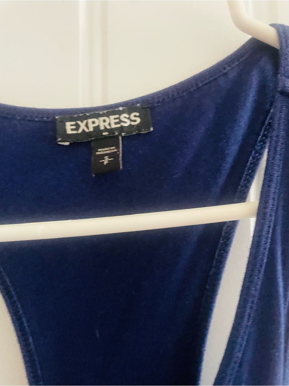 Express Royal Blue Ruched Bodycon Mini Dress Women’s Small Racerback - Picture 3 of 5